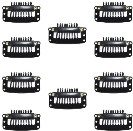 Perückenclip, 10Pcs Haarverlängerung Clips, U-Förmige Metallclips, Schwarz 9 Zähne Kammclips, Schnappclips für Haarverlängerungen