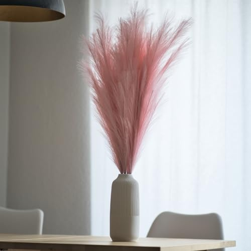 Layba XXL rosa pampasgräs, dekorationsset 100 cm – fluffiga konstgjorda torkade blommor, 3 stjälkar för inomhus- och utomhusbruk, bröllop och evenemang, pampasgräsdekoration, bohostil för vardagsrum,