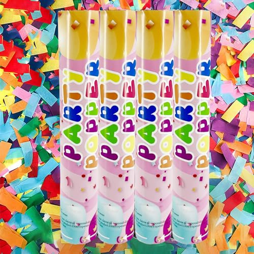 Set 4 Colourful Confetti Cannons Biodegradable Paper Poppers Celebration Proposal, Wedding, Birthday, Graduation, Store Opening, Anniversary Events Christmas Party Poppers New Year’s Eve 2026