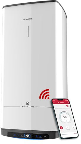 Ariston Quadris WiFi 120L, calentador de agua eléctrico compacto, inteligente, conectado, Steatite, 15% ahorro de energía, Eco Evo, fabricado en Francia, ahorra espacio hasta 1 m2 en el suelo.