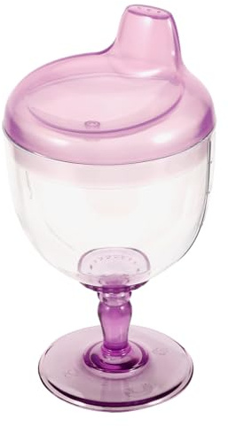JOINPAYA Cup, Plastic Goblet Cup Wine Glass Beverage Mug Milk Feeding Bottle with Lid for Kids Birthday Party Celebration 180ml Purple