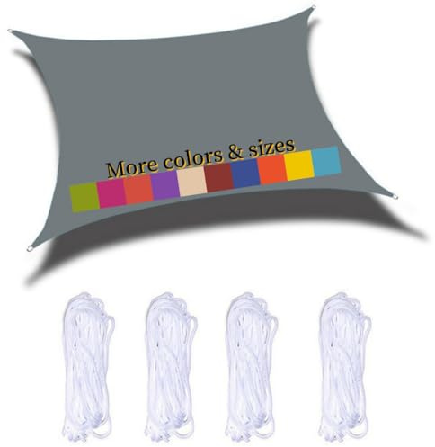 Sonnensegel Rechteckig 2x1.8m Wasserdicht PES Polyester 98% UV Schutz Sonnenschutz Windschutz Reißfest Wetterfest, für Balkon Terrasse Garten Schwimmbad, Dunkelgrau