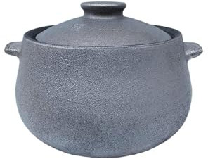 Casseruola in ceramica, pentola di terracotta, casseruola for stufati, pentola for cottura a gas, pentola for zuppa, pentola for la salute, casseruola di terracotta vecchio stile, grigia - 2L/4L/6L/8L