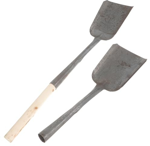Pala de Carbón Multifuncional de Hierro Mango de Madera, 2 Piezas