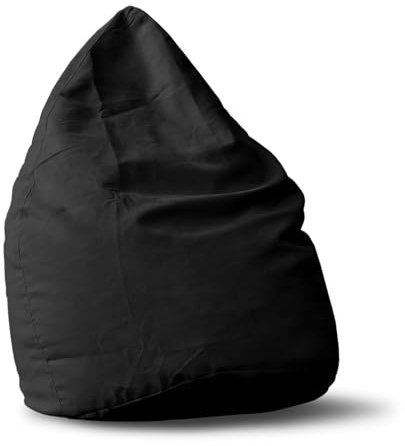 Lumaland Pouf Poire XL 120 L - Ligne Confort - Fauteuil Poire Adulte et Enfant pour Salon - 45 x 60 cm - Bean Bag Pouf Intérieur avec Coutures Solides - Noir