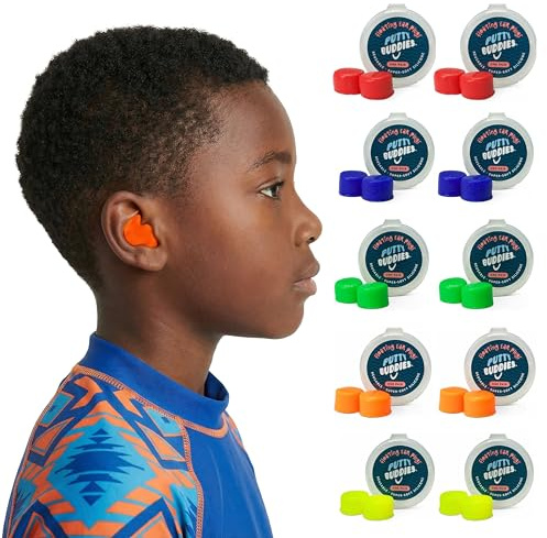 Earvolution Floating Putty Buddies Swim Earplugs - Doctor-Invented, Made in USA, Moldable Premium Silicone Plugs Help Prevent Swimmer's Ear, 10 Pair Pack - Assorted