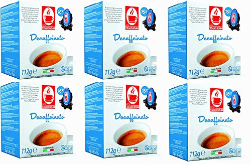 Bonini Decaf Coffee Pods Compatible with Lavazza A Modo Mio Coffee Machines. Pack of 6 (Total 96 Pods)