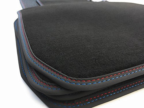 Golvmattor E90 E91 M3 velour bilmattor original kvalitet premium dubbelsöm M-utgåva svart röd blå