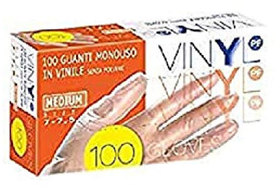 General Purpose, Guanti Monouso Non Medicali in Vinile, senza Polvere, Trasparenti, Taglia M (Confezione da 100 Pezzi)