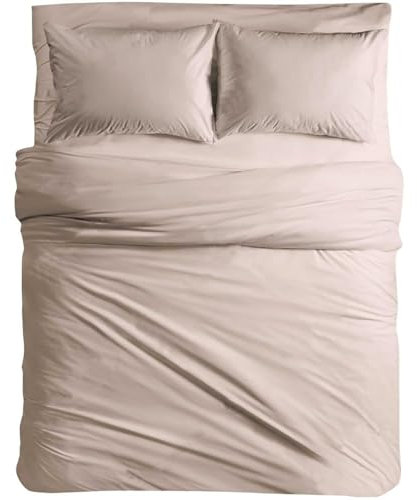 MAXIME MAISON - Bettlaken Set Baumwolle (4 Teilige, Tortora) 1 Spannbettlaken 180x200cm, 1 Bettlaken 240x285cm und 2 Kissenbezüge 52x82cm (BETTBEZUG Nicht ENTHALTEN)