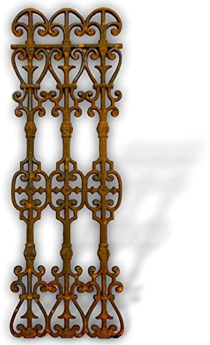 aubaho Gitter Zaun Balkon Balustrade 86cm Fenster Eisenfenster Rost Antik-Stil Rankhilfe Rankgitter Garten