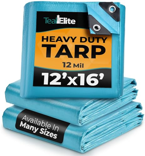 Telone 12'x16' – Impermeabile, 12mil Heavy Duty Tarp Cover – Uso multiuso per baldacchino, tenda, barca, camper..