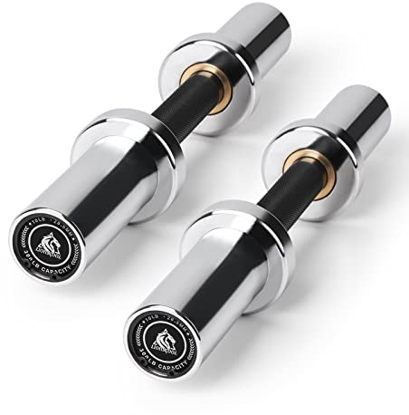 LIONSCOOL Pares de mancuernas cargables de 40.6 cm/50.8 cm en grado comercial, barra de mancuernas olímpicas resistentes para entrenamiento de fuerza, 4 abrazaderas adicionales (cromo plateado, 16