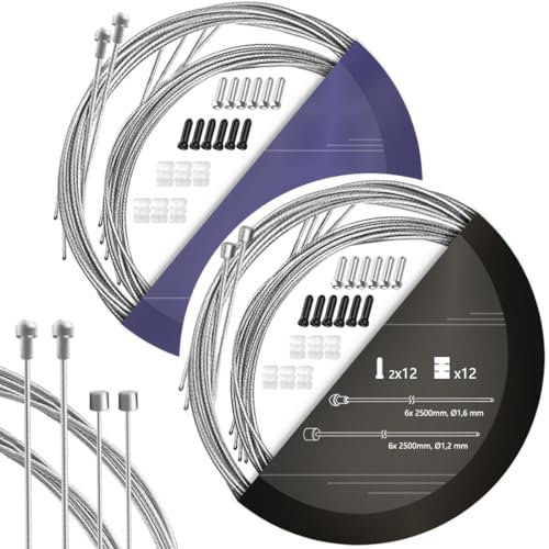 TAPKUA 12 Stück Fahrrad Schaltzug Bremszugset 2,5m für Rennrad Citybike