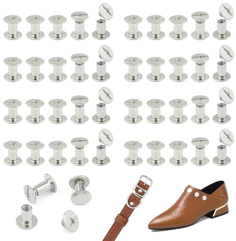 JJWNMLL 85 Set Chicago Screw Posts M5*8mm, Rivet Binding Screws Silvery | Metal Chicago Rivet Replacement Repair for Bags, Collar, Harness, Luggage, Purse, Dog Lead, Backpack, Belt
