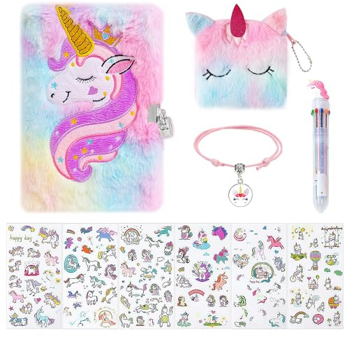 NyxSeat Juego De Libros De Contraseñas De 10 Piezas, Diario Con Cerradura Para Niñas, Diario Secreto Divertido, Diario Femenino Arcoíris, Perfecto Para Escribir Secretos Y Pensamientos (Rosa)