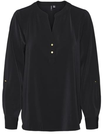 Vero Moda Vmani Ls Top WVN GA Noos Chemisier à Manches Longues pour Femme, Noir, XL