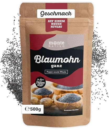 Graine de Pavot bleu Monte Nativo (500g) - Graines de Pavot - Épices aromatiques séchées avec soin, idéales pour Cuisiner et Assaisonner - Arôme et Goût intenses