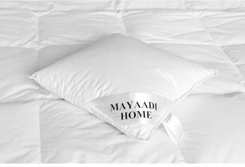 Mayaadi-Home Kudde 50 x 60 cm | 650 g fyllning, 70 % dun 30 % fjädrar | 100 % naturligt överdrag av bomull | optimal kudde för sömn | HS120 dunkudde