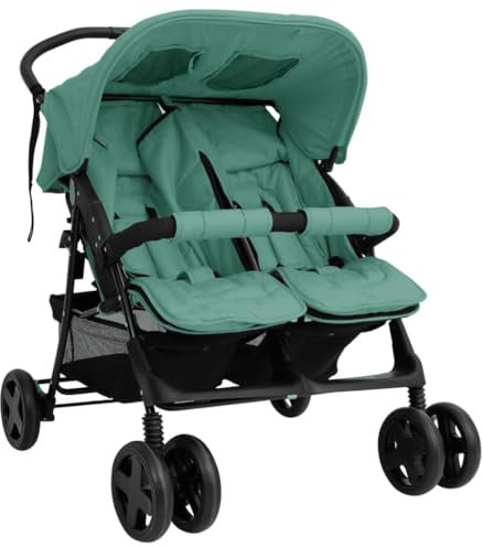 Willood Tandem Kinderwagen Geschwisterwagen Zwillingskinderwagen Grün Stahl