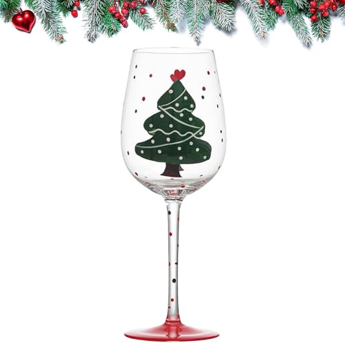 Satiskid Exquisite Xmas Goblet - Red Wine Glasses, Santa Claus Design, Decorative Christmas Party Favors, One Size, Christmas Tree