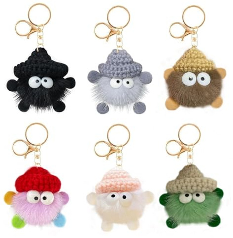 Suuwwn 6 Stück Personalisierte Niedlich Weiche Plüsch Schlüsselanhänger für Damen - Auto, Rucksack & Handtasche Dekorationen (B)