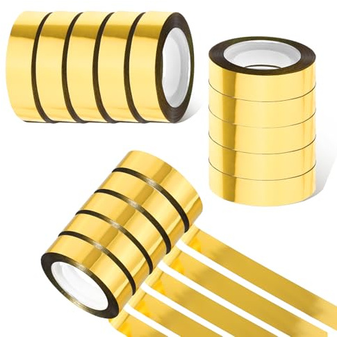 6 Rolls Self-Adhesive Gold Mirror Metallic Tape, 1/2 Inch Decorative Film for Wall, TV Frame, Crafts, and Gift Box Wrapping