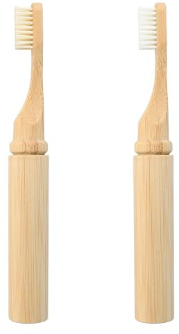Godneei Reise-Zahnbürstenhalter aus Bambus, tragbares Zahnbürstenetui, kompakt und hygienisch, Bambus-Reisezahnbürsten-Aufbewahrungskoffer, ideal für den täglichen Gebrauch und Ausflüge