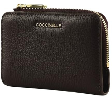 Coccinelle Cuir Porte-Monnaie Metallic Soft Wallet Prune Violet foncé