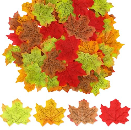 Lusofie 400 st höstlöv falska höstlöv 8 cm höstdekorationer för hem halloween tacksägelsedagen bröllopsevenemang fest Thanksgiving dekorationer