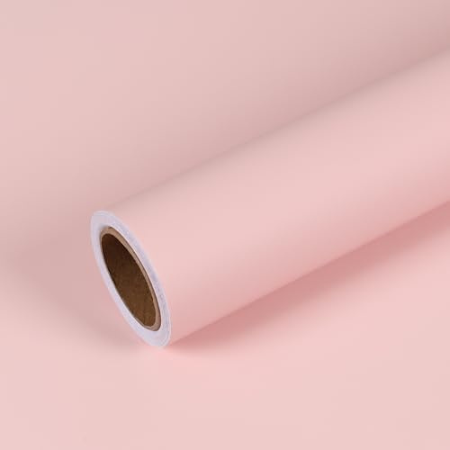 VEELIKE Tapet ljusrosa självhäftande tapet rosa självhäftande film ljusrosa förtjockad möbelfolie självhäftande väggtapet badrum vattentät självhäftande film möbler sovrum vardagsrum 40 cm x 300 cm