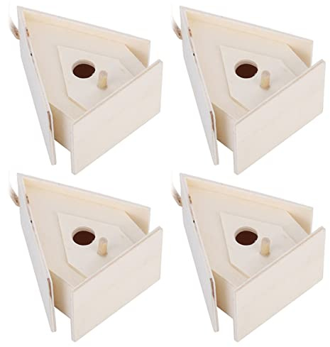 Pssopp 4 PCS Bird House, Textura Suave Alimentador de Pájaros Colgantes de Pájaros Cómodos aviarios. Hecho Material Madera Platane, Forma única. Adecuado para Que los Descansen, Vivan, Jueguen con
