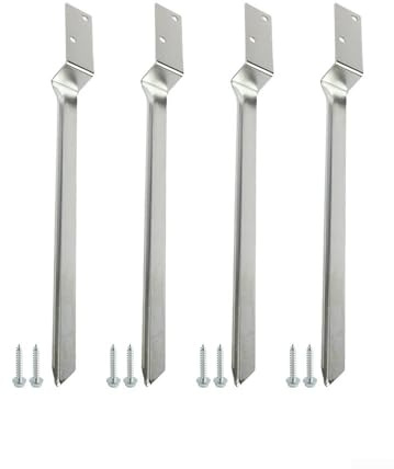 Kit d'ancrage au sol pour poteau en bois – Manchon en acier galvanisé pour balançoire extérieure, cabane de jeu, cadre d'escalade – 4 ancrages + 8 vis – Pas besoin de béton