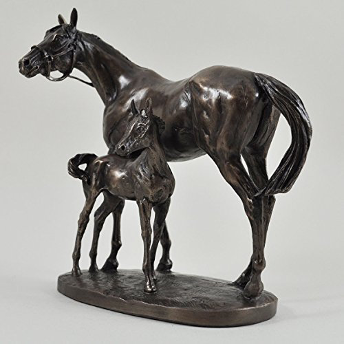Mare And Foal Bronze Statue Sculpture By D. Geenty