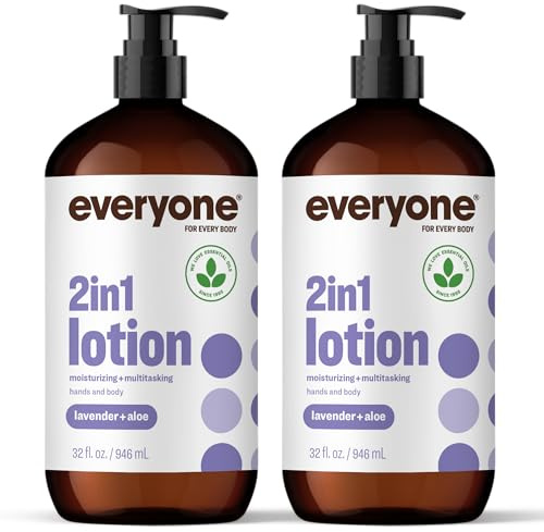 Everyone Nourishing Hand and Body Lotion, 32 Ounce (Pack of 2), Lavender and Aloe, Plant-Based Lotion with Pure Essential Oils, Coconut Oil, Aloe Vera and Vitamin E