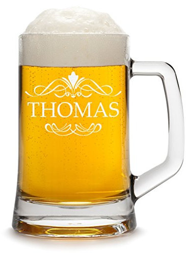 Bierkrug Personalisiert mit Gravur eines Namens - Bierseidel Geschenk für Männer zum Geburtstag Vatertagsgeschenk - Geschenkidee Bierglas zum Vatertag Männergeschenke - Motiv Ornament 0,3l