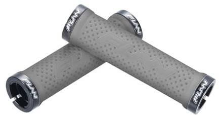 Funn Combat II Mountain Bike Handlebar Grips with Double Lock on Clamp, Comfortable and Durable Grips with 22 mm Inner Diameter, Waffle Patterned Bike Grips for MTB/BMX (Gray)