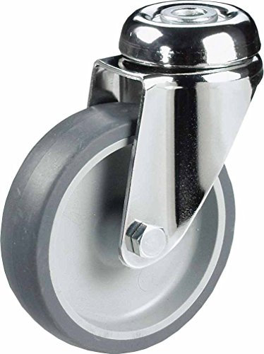 Edelstahl Apparaterollen ø 63mm Rückenlochbohrung, rostfrei, Gummirad, Gleitlagerung, Lenkrolle, Edelstahl, VA, VA2, Inox