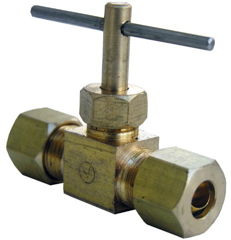 LASCO 17-1511 1/4-Inch Compression by 1/4-Inch Compression Straight Brass Needle Valve