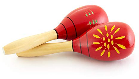 TIGER verzierte Holz-Maracas, Rot