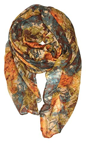YOUR SMILE Lightweight Scarf beach towels Pareo Fashion Flowers Print Shawl Wrap For Women For Spring Summer(Orange/Yellow Abstract)