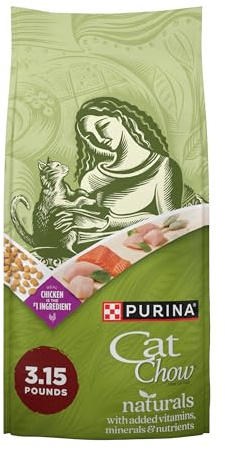 Purina Cat Chow Naturals With Added Vitamins, Minerals and Nutrients Dry Cat Food, Naturals Original - (Pack of 4) 3.15 lb. Bags