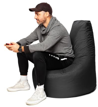 Patchhome Sillón gamer – 2 tamaños – 25 colores XXL – 80 cm de diámetro, 30 cm de altura del asiento, 90 cm de altura, color negro