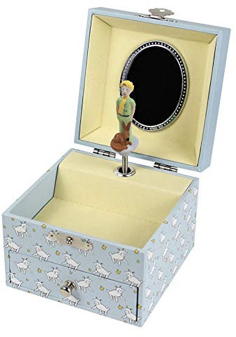 Trousselier 6260086 Musikspieldose für Kinder, Der kleine Prinz, nachtleuchtend, Schmuckschatulle mit ausziehbarer Schublade, Schmuckkästchen, Aufbewahrung