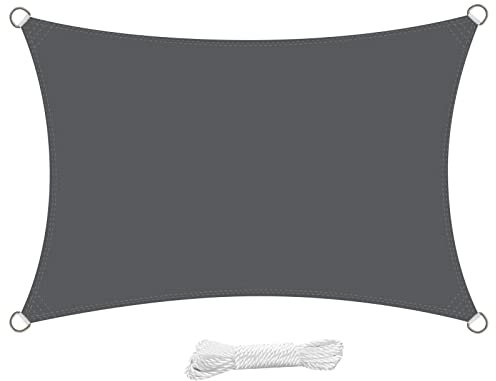 swift Sonnensegel Rechteckig 2x3 Meter UV Shutz HDPE Wetterbeständig Atmungsaktiv Rechteck 2x3m Sonnenschutz Balkon Garten und Terrasse, Anthrazit (3x2)