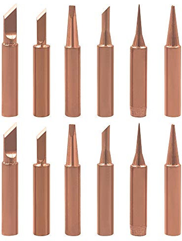 Mesee Soldering Tips Kit 900M Lead-Free Copper Solder Iron Tip Welding Head Tool Replacement Accessories for Hakko, Radio Shack, TENMA, ATTEN, Quick, Aoyue, Yihua Solder Station - 2 Set/ Total 12 Pcs