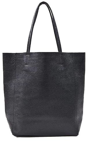 Giudi ® Shopper Damen Leder Einkaufstasche Abnehmbarer Geldbeutel Echtleder Robust Schwarz