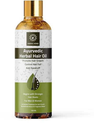 Ayurvedisches Kräuter-Haaröl aus 21 ayurvedischen Kräutern, Mehrzweck-Schuppen, Haarausfall (100 ml), traditionelles pflanzliches Haaröl für Männer und Frauen, 100 % natürliche indische Kräuter
