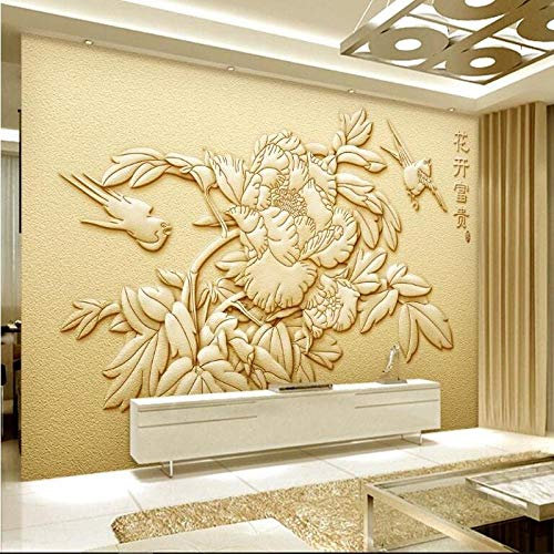 Grandi murales personalizzati che sbocciano in rilievo in arenaria ricca sfondo non tessuto di protezione ambientale carta da parati-250x175cm