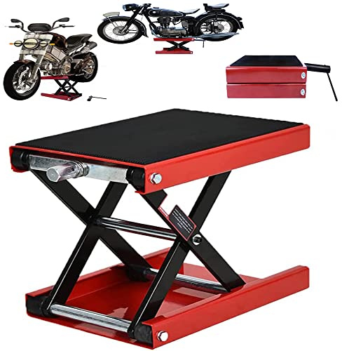 Motorcycle Center Scissor Jack,Platform Jack Scissor Lift with Large Anti-skid Platform-38x23cm,1100lbs/500kg Adjustable Motorbike Repair Lift for Garages Repair,Lifting Height 3.6''-15''
